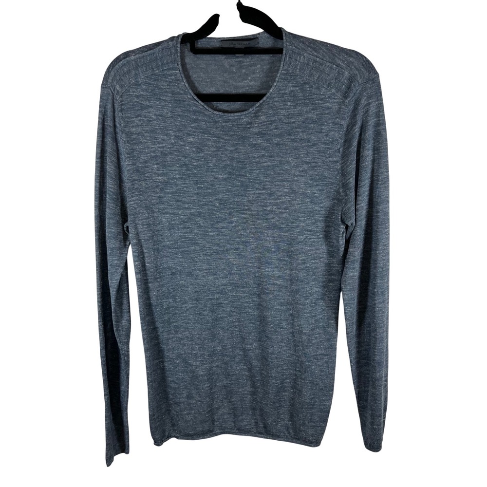 John Varvatos Mens Blue Silk Linen Crewneck Sweater Y2200T1 Size Medium Designer